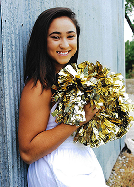 photo of Hanna Carney holding pom-pon 
